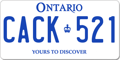 ON license plate CACK521