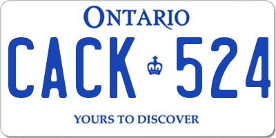 ON license plate CACK524