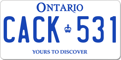 ON license plate CACK531