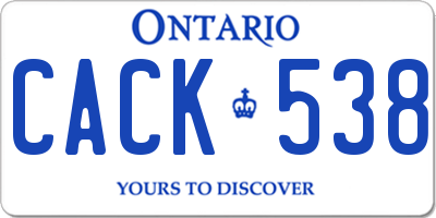 ON license plate CACK538