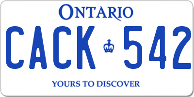 ON license plate CACK542