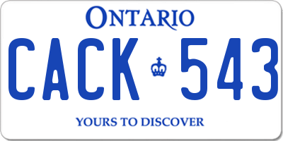 ON license plate CACK543