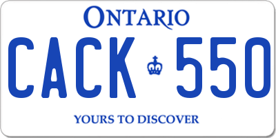 ON license plate CACK550