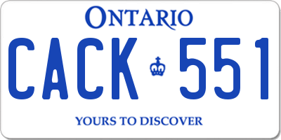 ON license plate CACK551