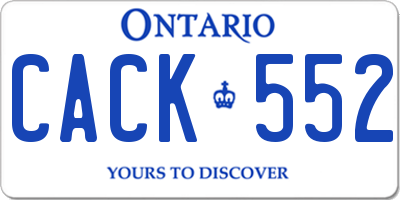 ON license plate CACK552