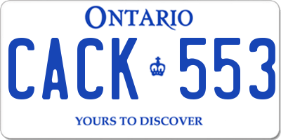 ON license plate CACK553