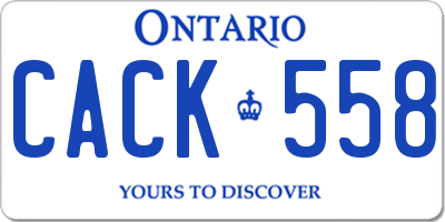 ON license plate CACK558