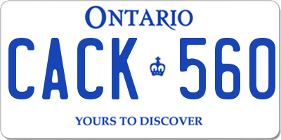 ON license plate CACK560