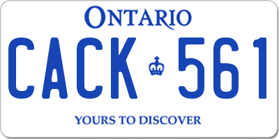 ON license plate CACK561