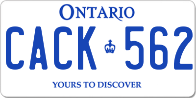 ON license plate CACK562