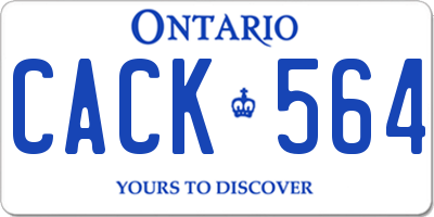 ON license plate CACK564