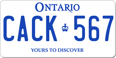 ON license plate CACK567