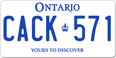 ON license plate CACK571