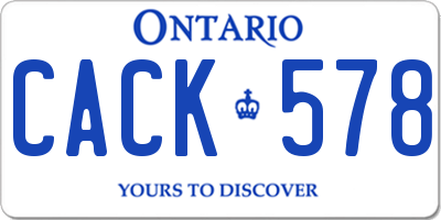 ON license plate CACK578