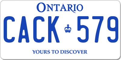 ON license plate CACK579