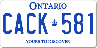 ON license plate CACK581