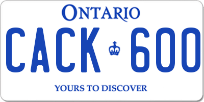 ON license plate CACK600