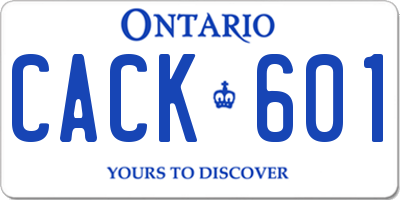 ON license plate CACK601