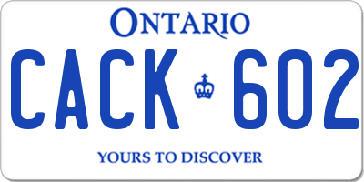 ON license plate CACK602