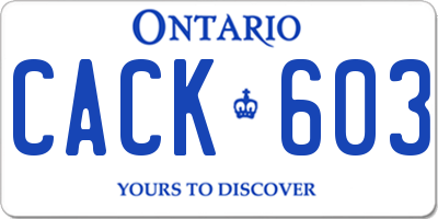 ON license plate CACK603