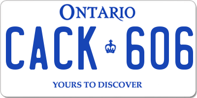 ON license plate CACK606