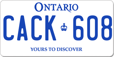 ON license plate CACK608