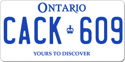 ON license plate CACK609