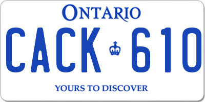 ON license plate CACK610