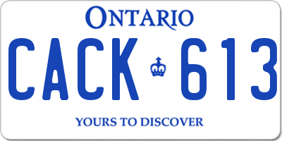 ON license plate CACK613