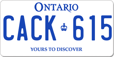 ON license plate CACK615