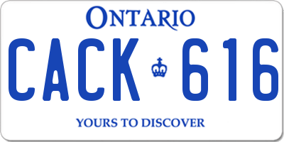 ON license plate CACK616