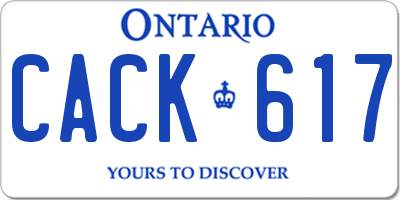 ON license plate CACK617