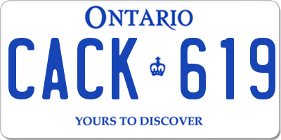 ON license plate CACK619