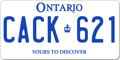 ON license plate CACK621