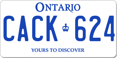 ON license plate CACK624