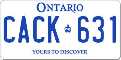 ON license plate CACK631