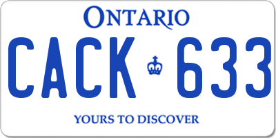 ON license plate CACK633