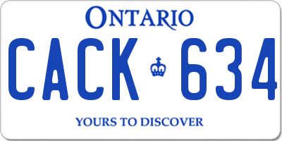 ON license plate CACK634