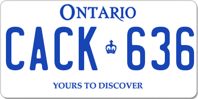 ON license plate CACK636