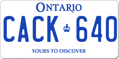 ON license plate CACK640