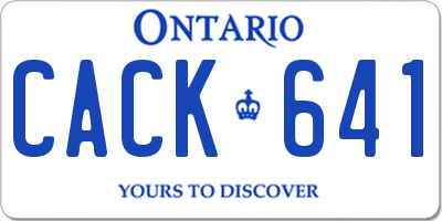 ON license plate CACK641