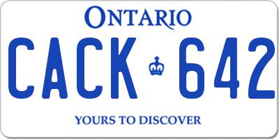 ON license plate CACK642