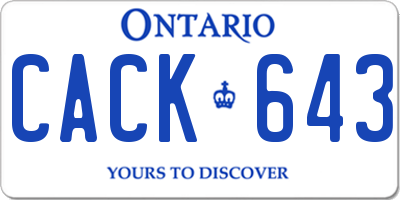 ON license plate CACK643