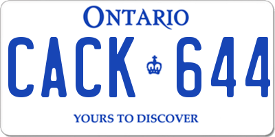 ON license plate CACK644