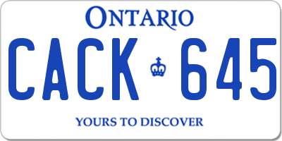 ON license plate CACK645