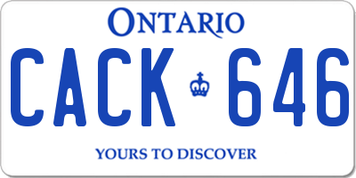 ON license plate CACK646