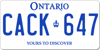 ON license plate CACK647