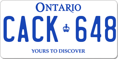 ON license plate CACK648