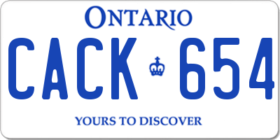 ON license plate CACK654