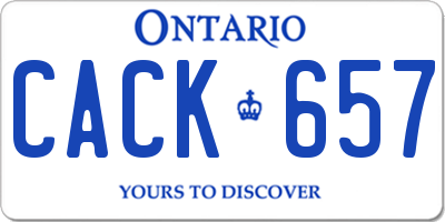 ON license plate CACK657